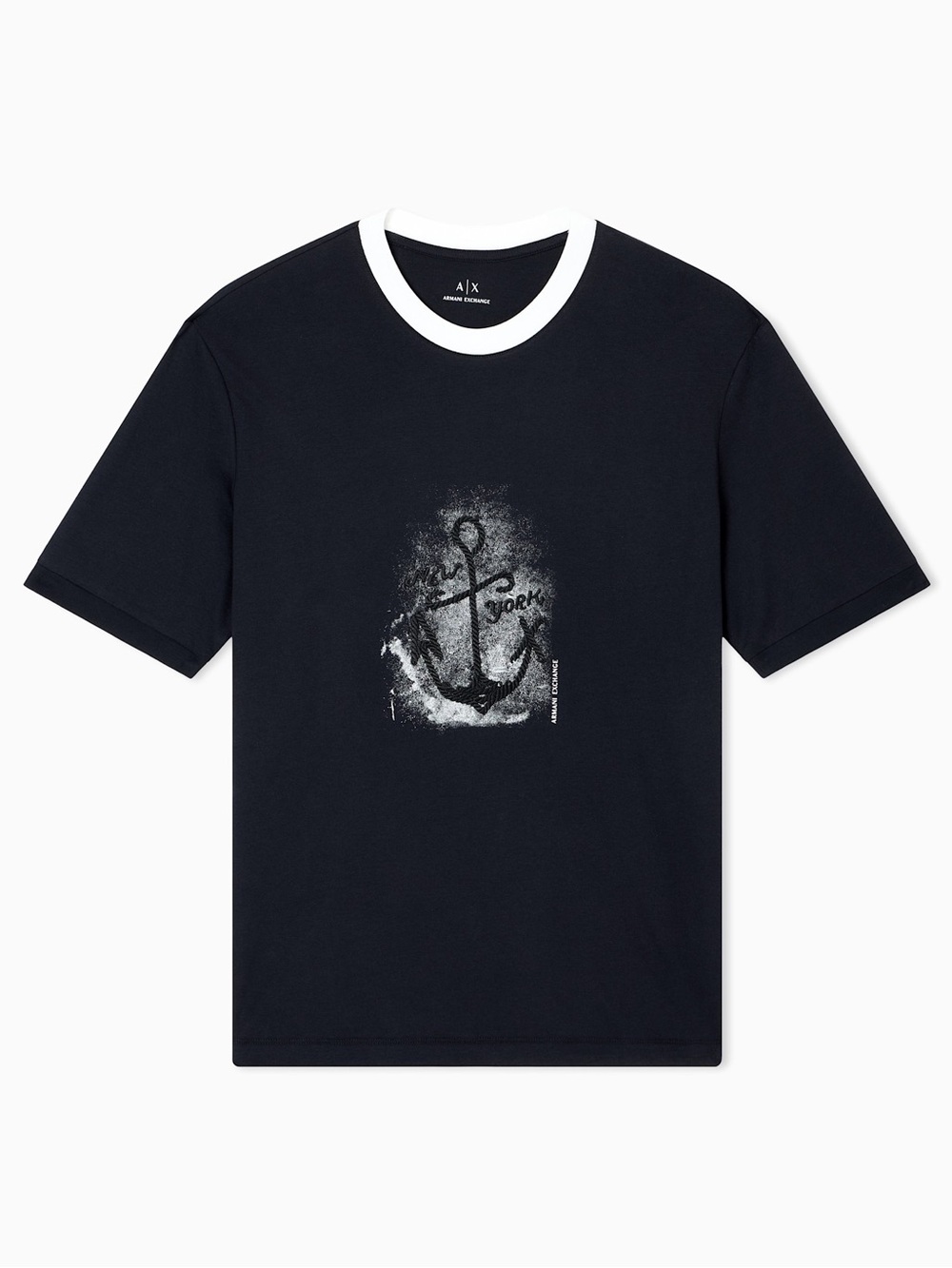 A/X Armani Exchange Black Anchor Graphic Crew Neck T‑Shirt Large